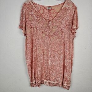 Advance Apparels Chiffon Tunic Lace Rhinestone Accent  Plus Sz Fairycore Sparkle